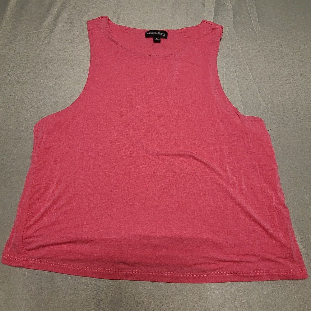 Originality‎ Tank Top Womens Large Pink Sleeveless Rayon Spandex A1450K Barbie